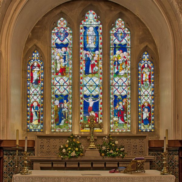 Altar and stained glass window